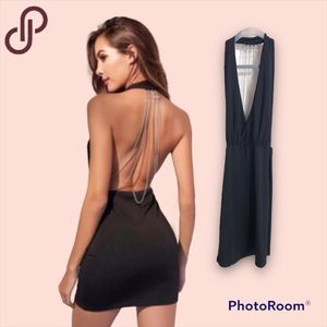 NWOT SHEIN backless sexy mini dress with chain back